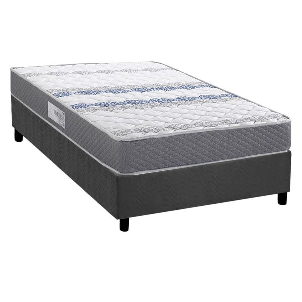 Conjunto Box Solteiro: Colchão Espuma Herval D60 / AG65 Timeless + Base CRC Suede Gray (88x188)