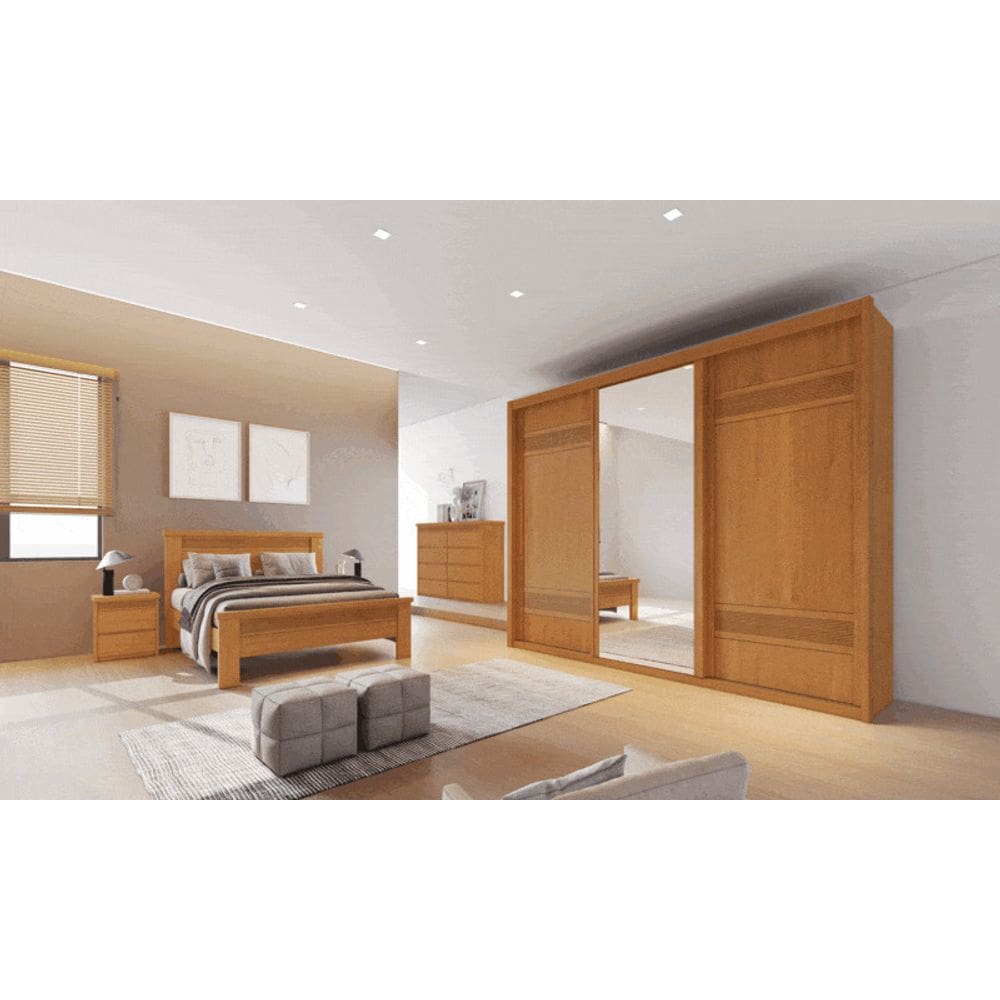 Guarda Roupa Casal com Espelho 3 Portas 6 Gavetas - Palissy - Móveis Bettio