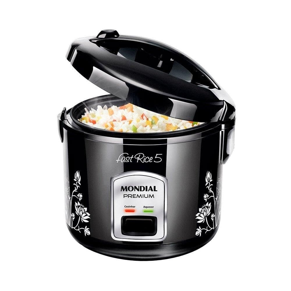 Panela Elétrica de Arroz Mondial NPE-08 - Fast Rice, Premium, 5 Xícaras, Preta 110V