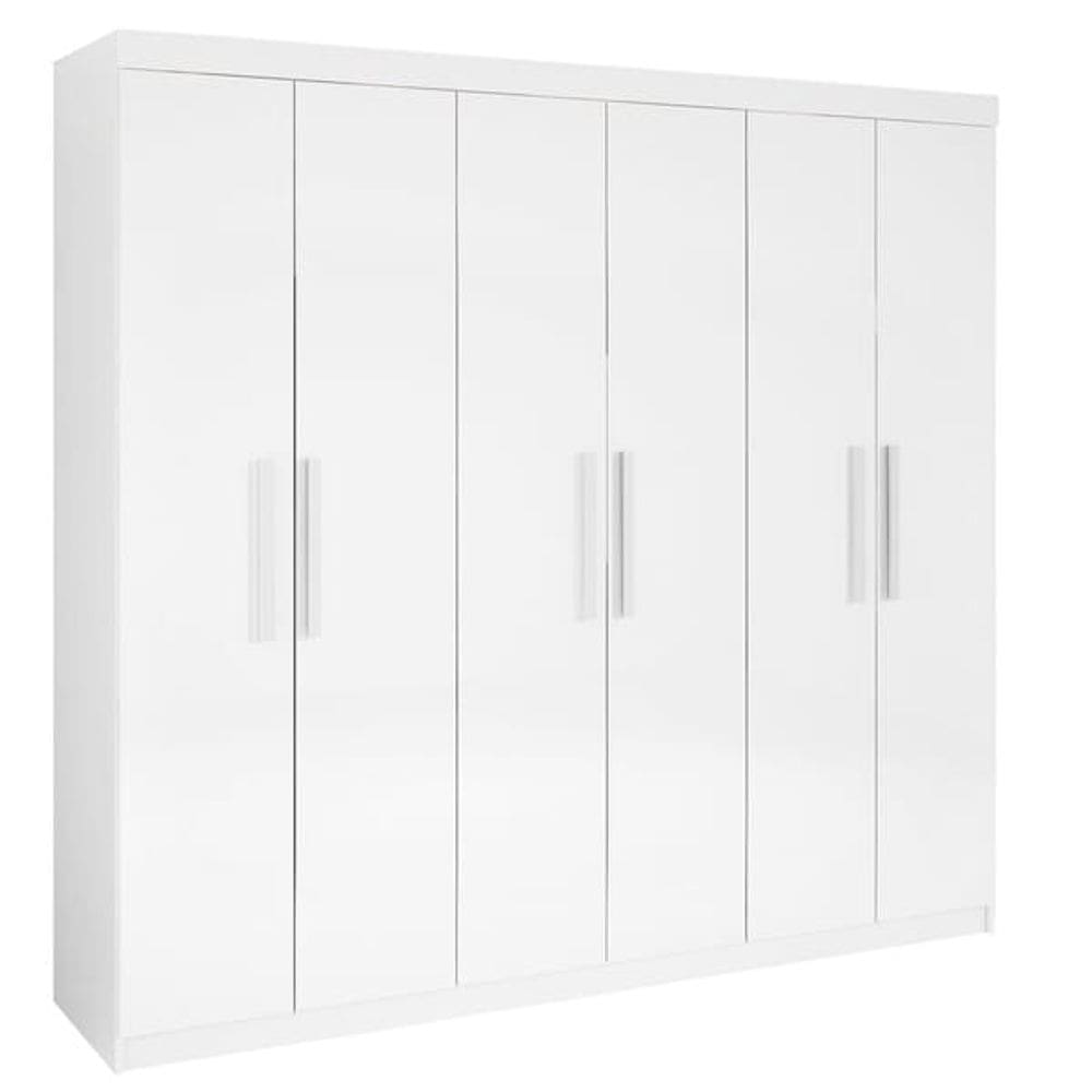 Guarda Roupa Casal 6 Portas 4 Gavetas - Leblon-Branco - Móveis D`Doro