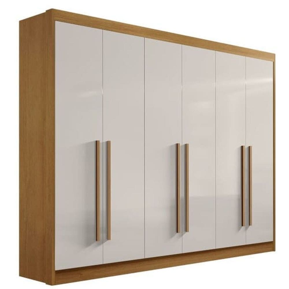 Guarda Roupa Casal 6 Portas 7 Gavetas - New Athos-Cinamomo/Off White - Móveis D`Doro