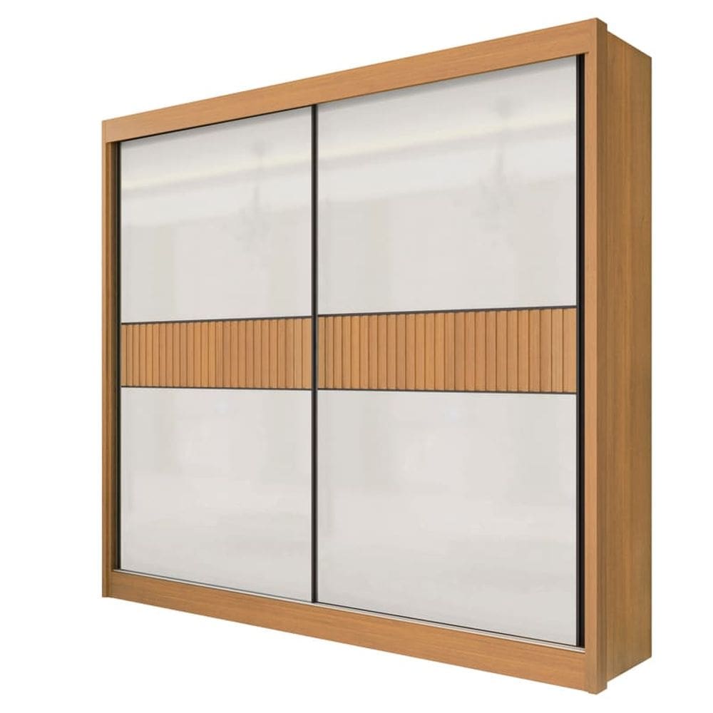 Guarda Roupa Casal 2 Portas 6 Gavetas - Cancun Ripado-Cinamomo/Off White - Móveis D`Doro