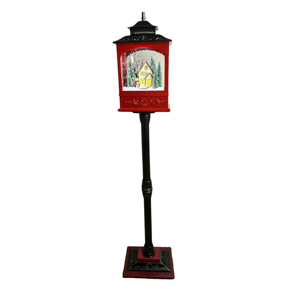 Poste Papai Noel Com Neve 1,25cm Luz/Mus/Mov 31319