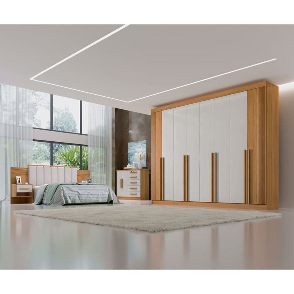 Guarda Roupa Grande  MDF 8 Portas 8 Gavetas Daymont D Doro