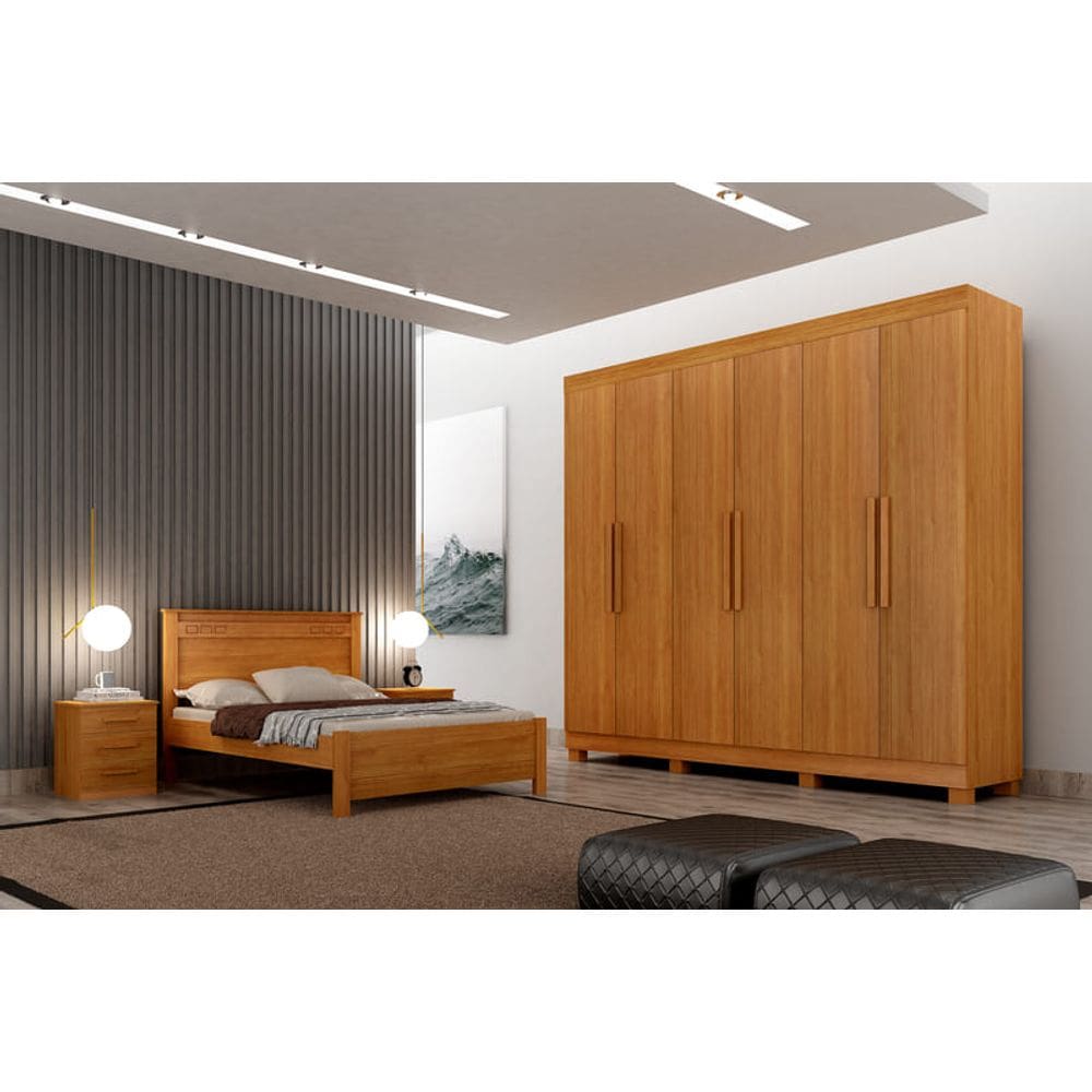 Guarda Roupa Casal 6 Portas 4 Gavetas - Canadá-Cinamomo - Leifer Móveis