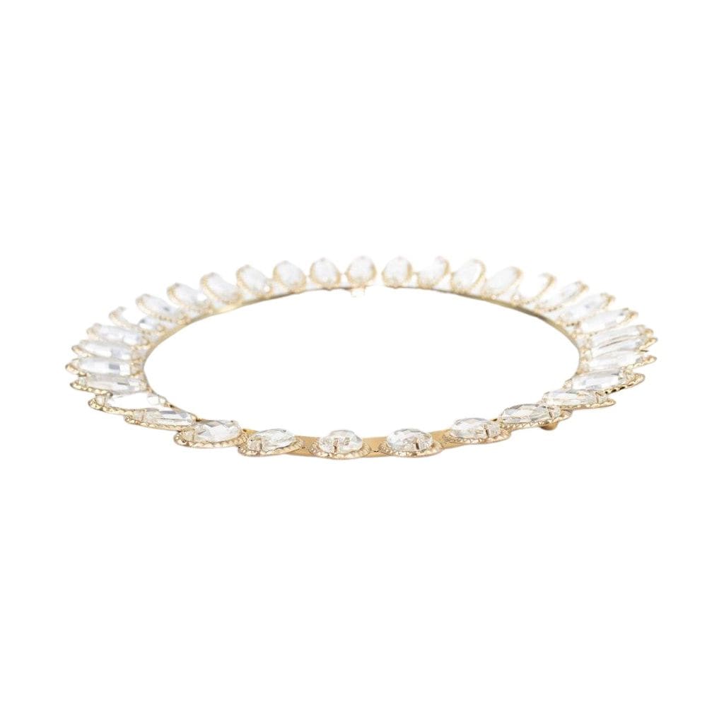 Bandeja Cristal Redonda Versalles Dourada Metal 33 Cm