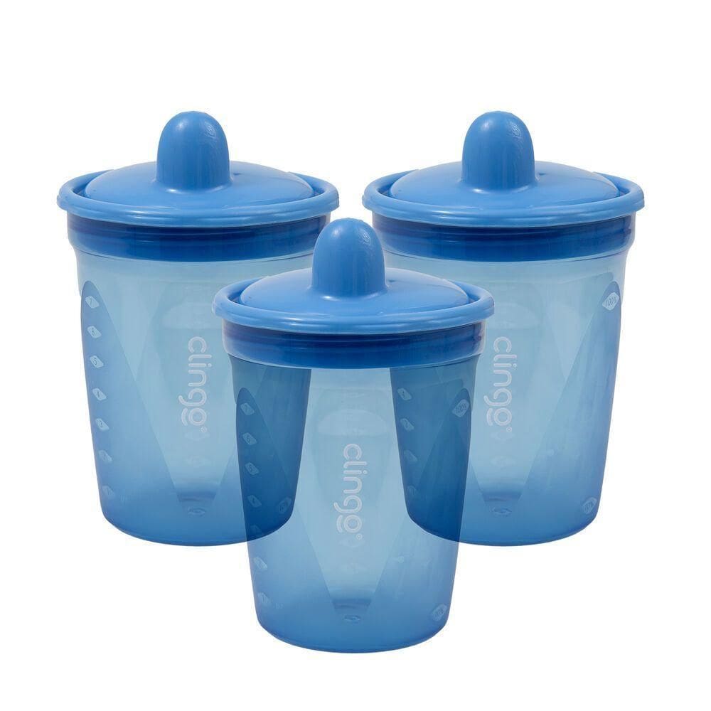 Conjunto De Copos De Transição Azul - Bicos Rígidos E Anti-vazamento Para Bebês