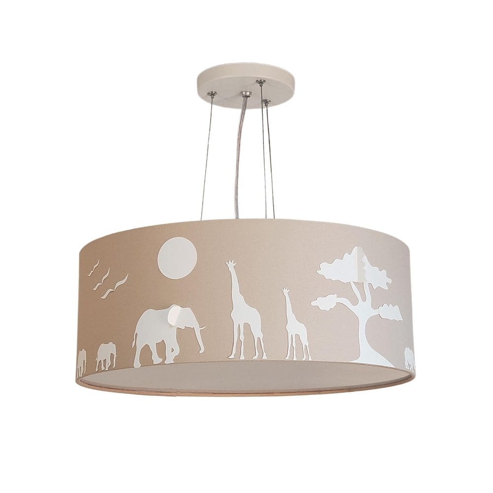 Lustre Pendente Infantil Safari Savana - Tom Luz 40x15Cm
