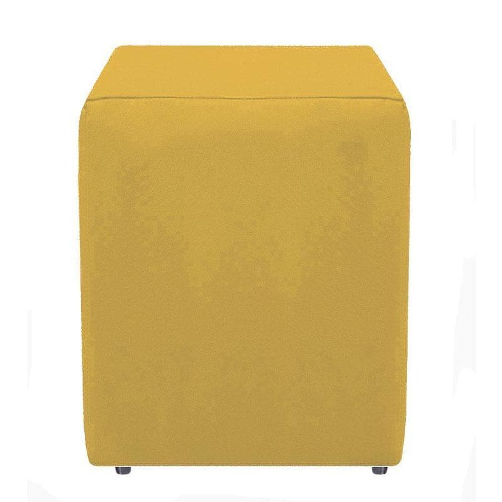 Puf Puff Para Sala Quadrado, Dado Suede Amarelo 45 Cm Altura