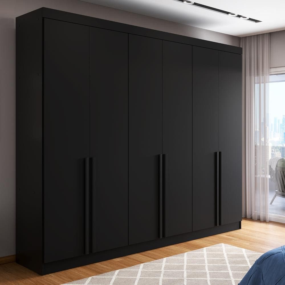 Guarda-Roupa Casal 6 Portas 4 Gavetas Theodore 231 cm - Preto