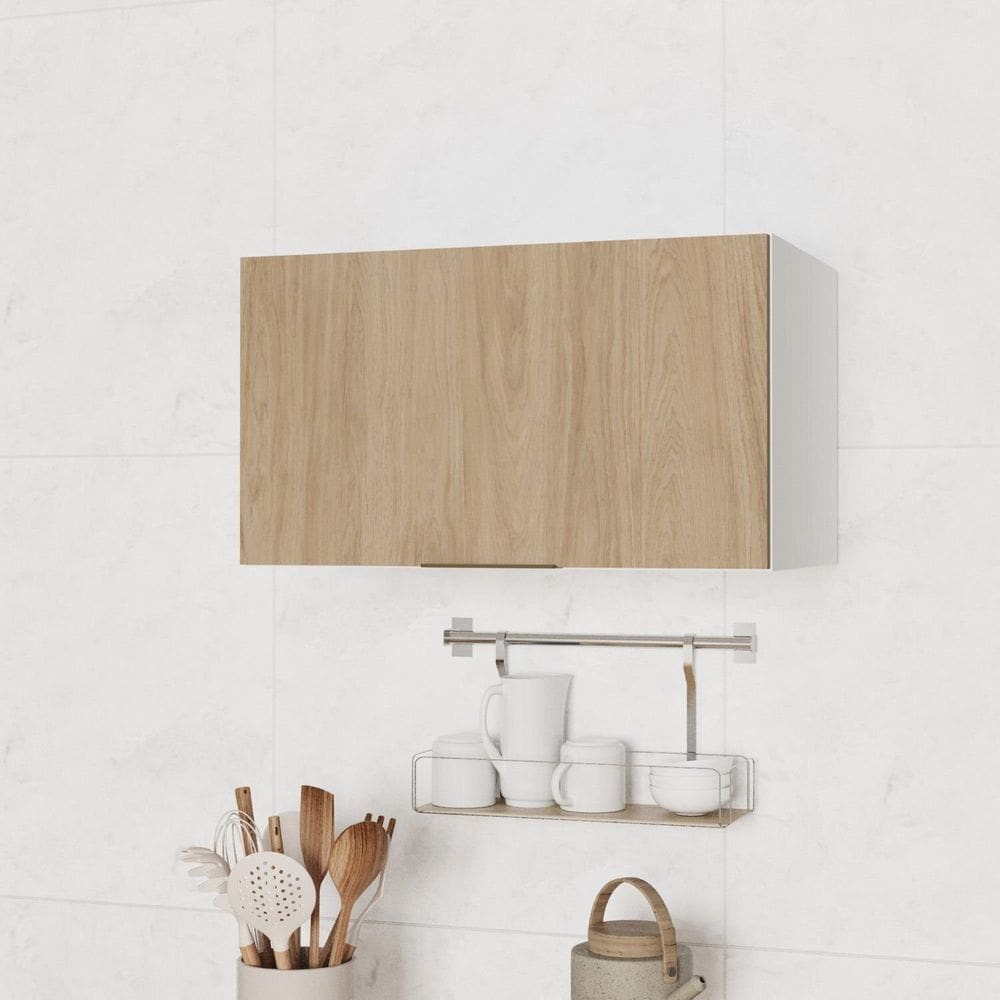 Armário Aéreo 1 Porta Basculante 60cm Ipanema Cabecasa Madeiramadeira Acácia/Branco