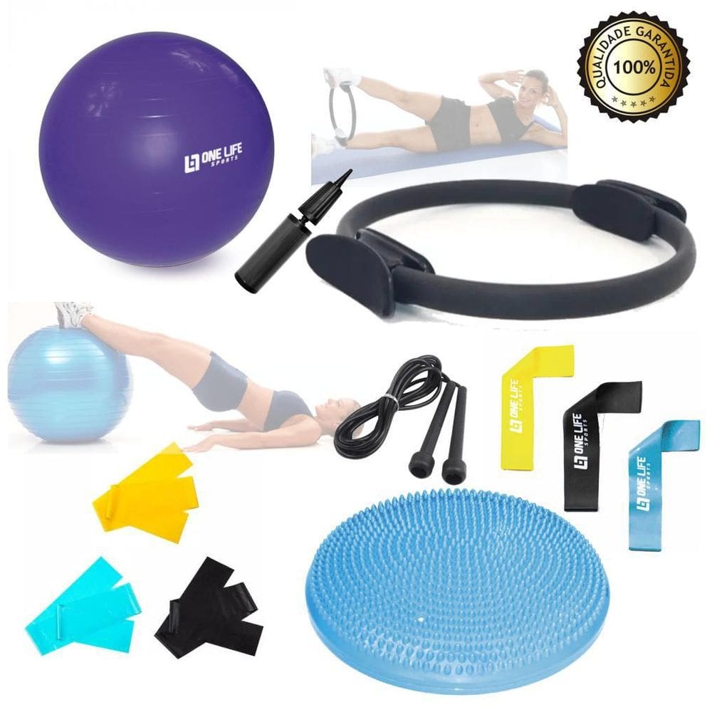 Kit Yoga Pilates 11 Itens Bola Thera Band Mini Band