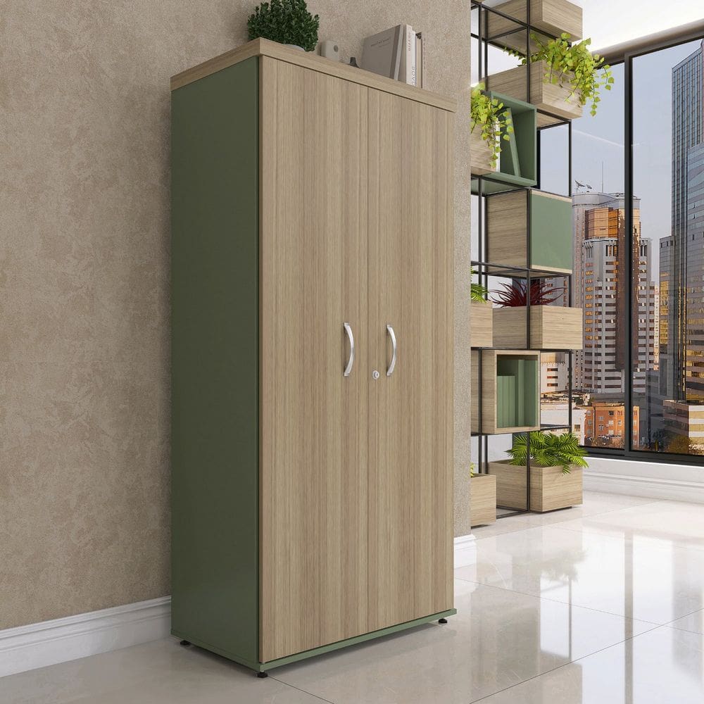 Armário Alto 2 Portas Pivotante 79,2cm X 161,1cm Noce Naturalle/Salvia