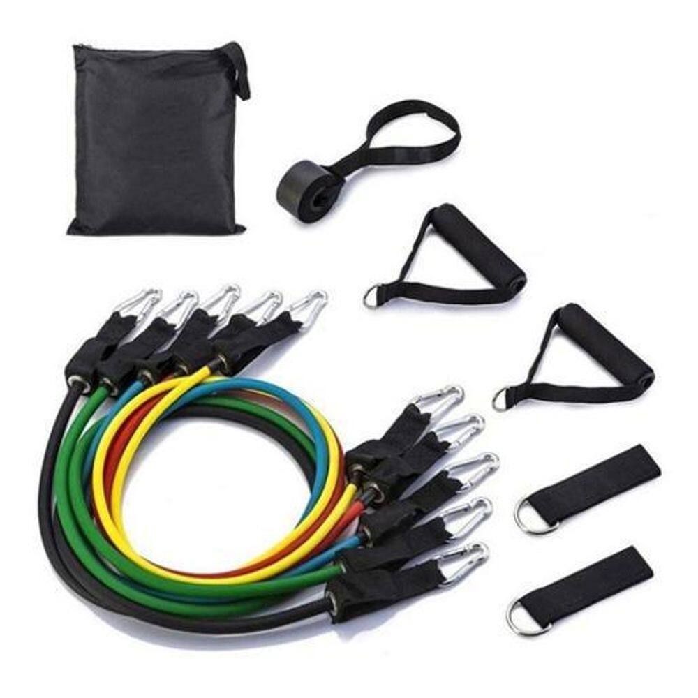 Kit Elastico Exercicio 11 Peças Musculacao Funcional Pilates