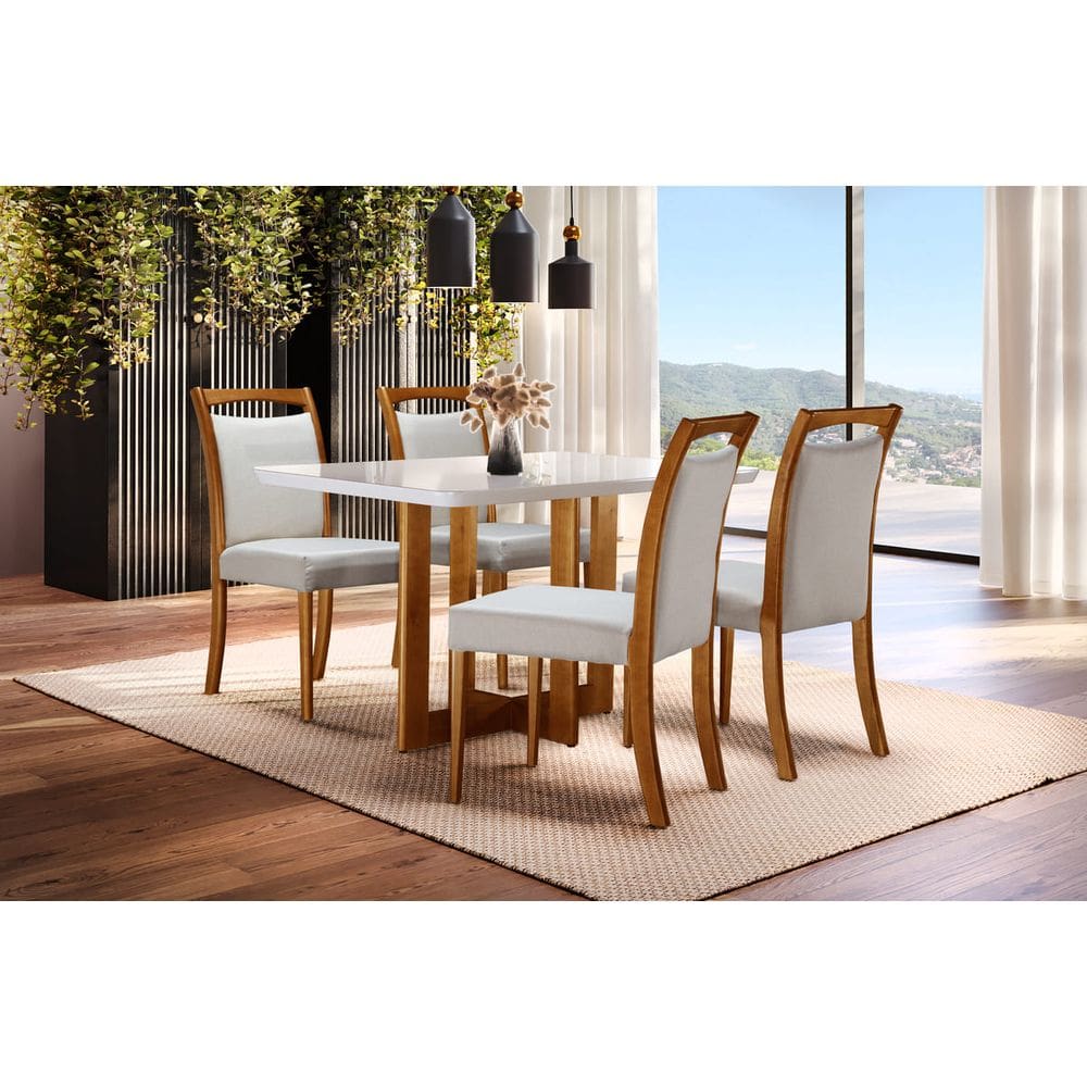 Sala de Jantar Maciça com 4 Cad 1,20x0,80m Talia - Espresso