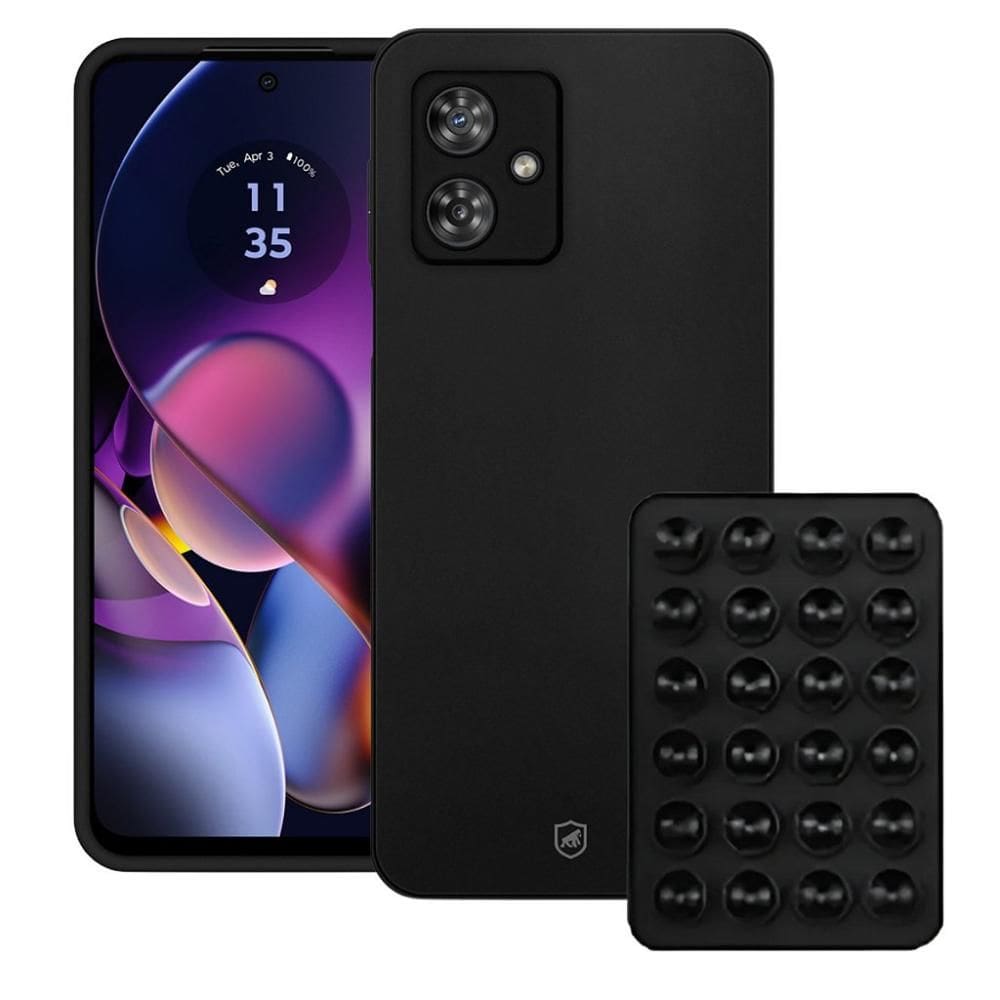 Kit Capa Silicon Veloz para Motorola Moto G54  Ventosa Preta