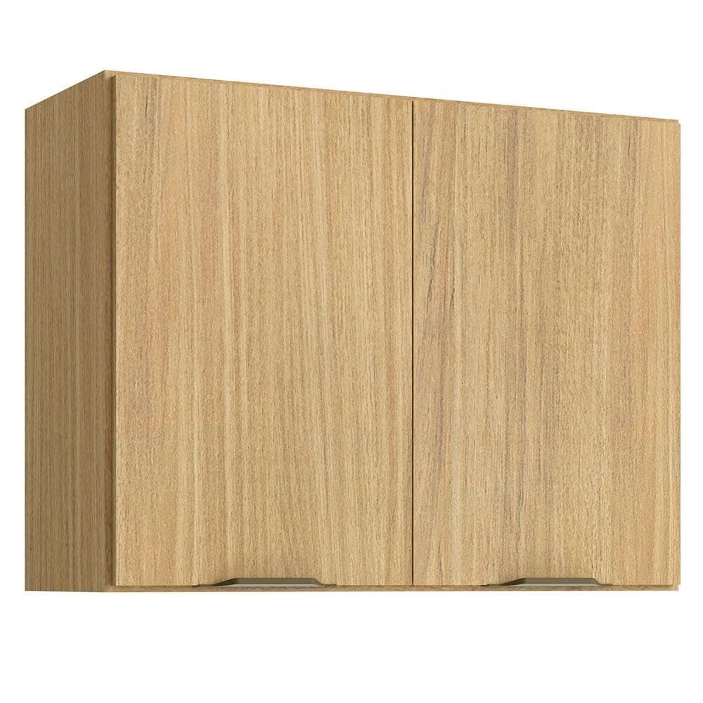 Armário Aéreo de Cozinha 2 Portas Casamia Ibiza MDF, Freijó e Cinza 70 cm