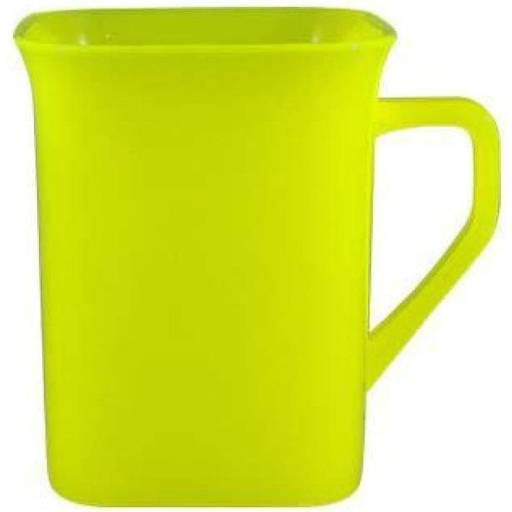 Kit 6 Canecas Quadrada Amarelo Neon 250Ml Plástico Premium