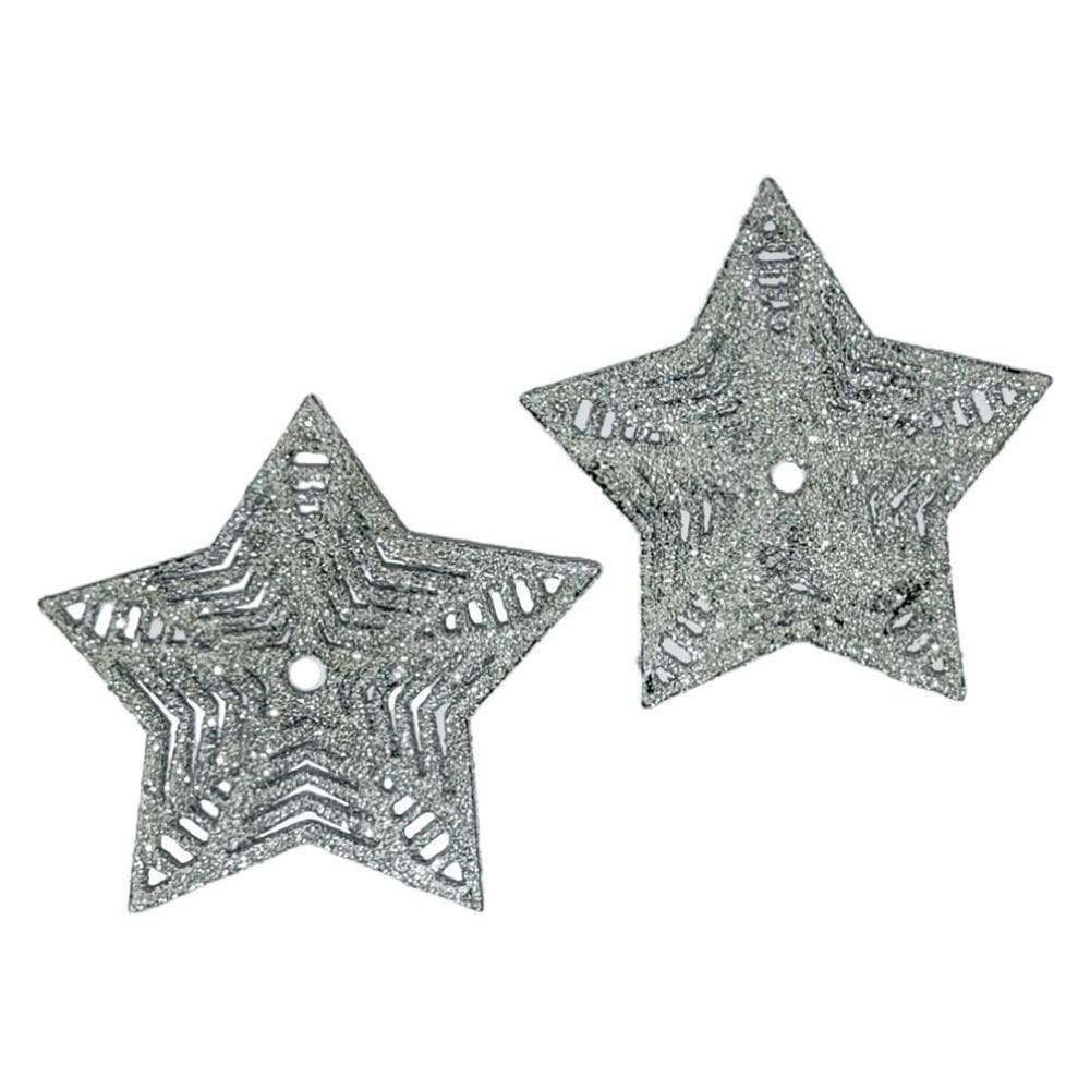 Kit Enfeite Natal 10 Cm Wincy 2 Estrelas Em Glitter Árvore