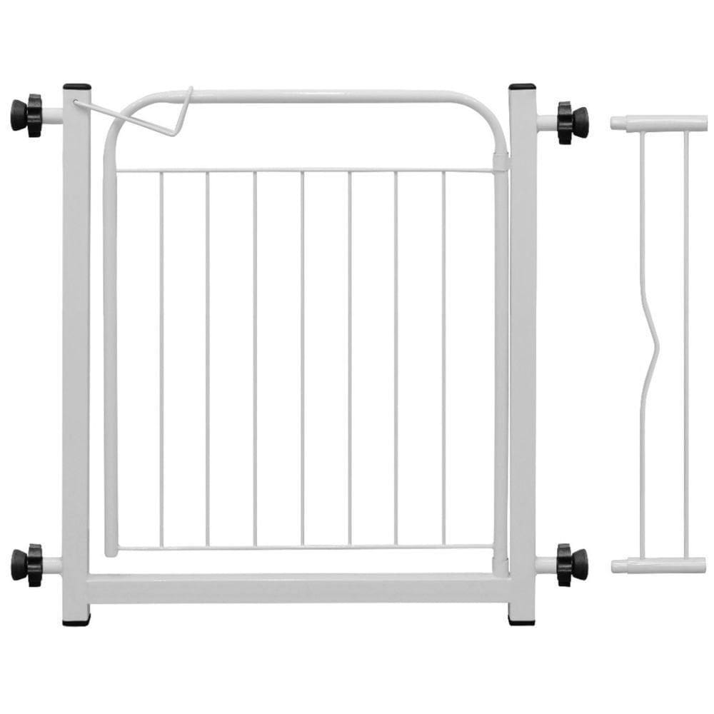 Portão Pet Cães Bebês Largo 69 A 84cm Extensor 10cm Branco