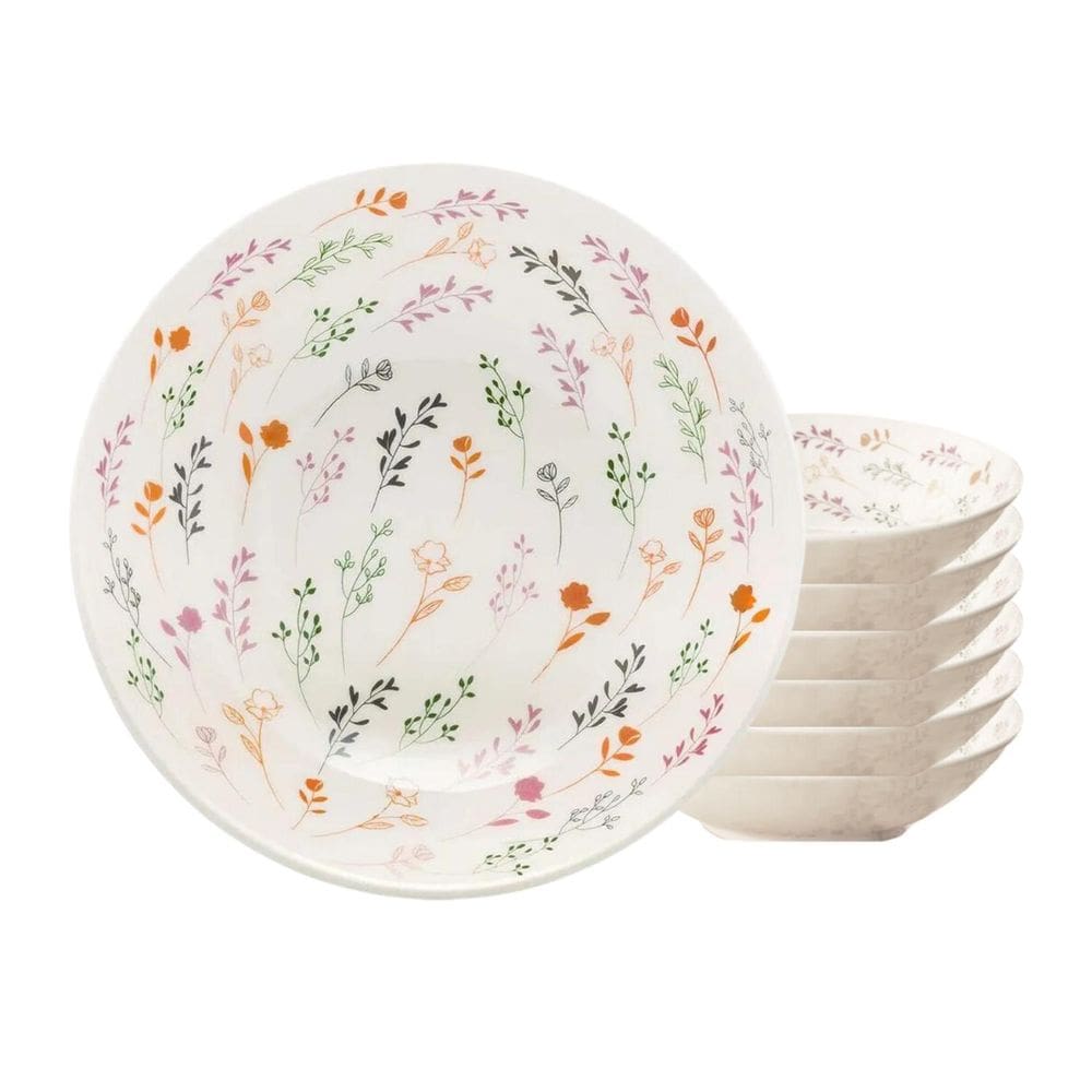 Jogo De Pratos Fundo Kit 6Pcs Cerâmica 20,5Cm Oxford Jardim