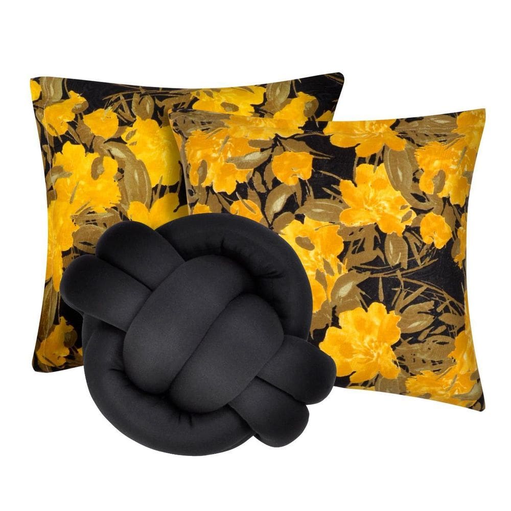2 Almofadas Decorativas Cheias Sala Sofá + Almofada Nó Preto
