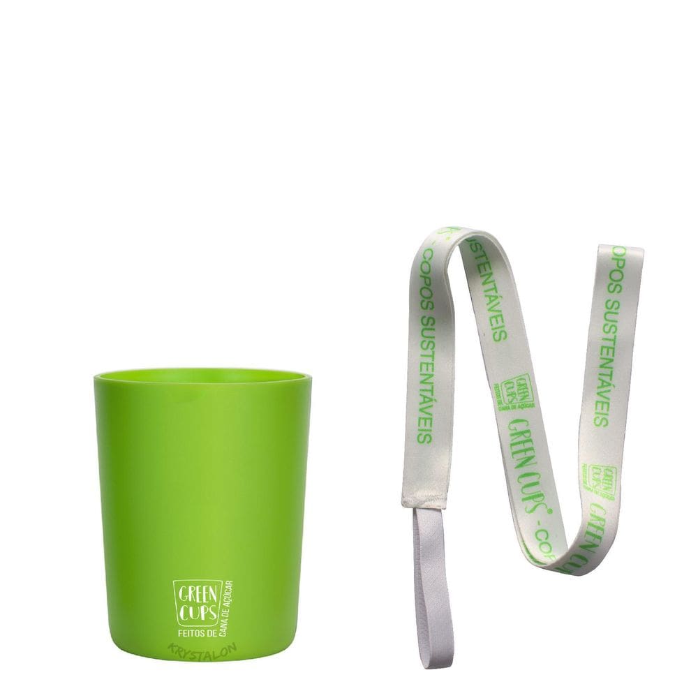 Kit 4 Copos Eco Sustentavel Com Cordão 200Ml Green Cups