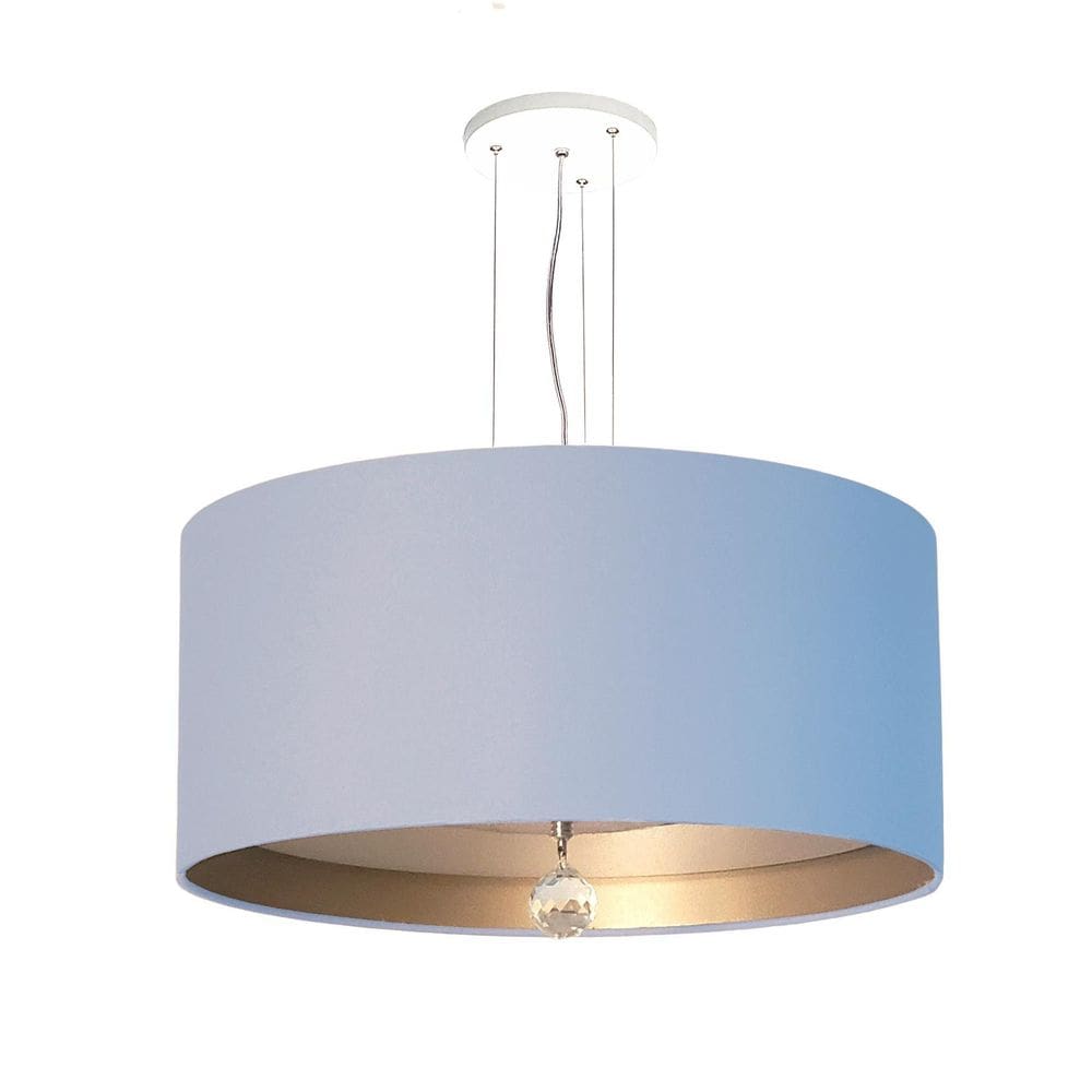 Luminária de Teto Pendente Interna Bronze 50x15cm Azul Bebê
