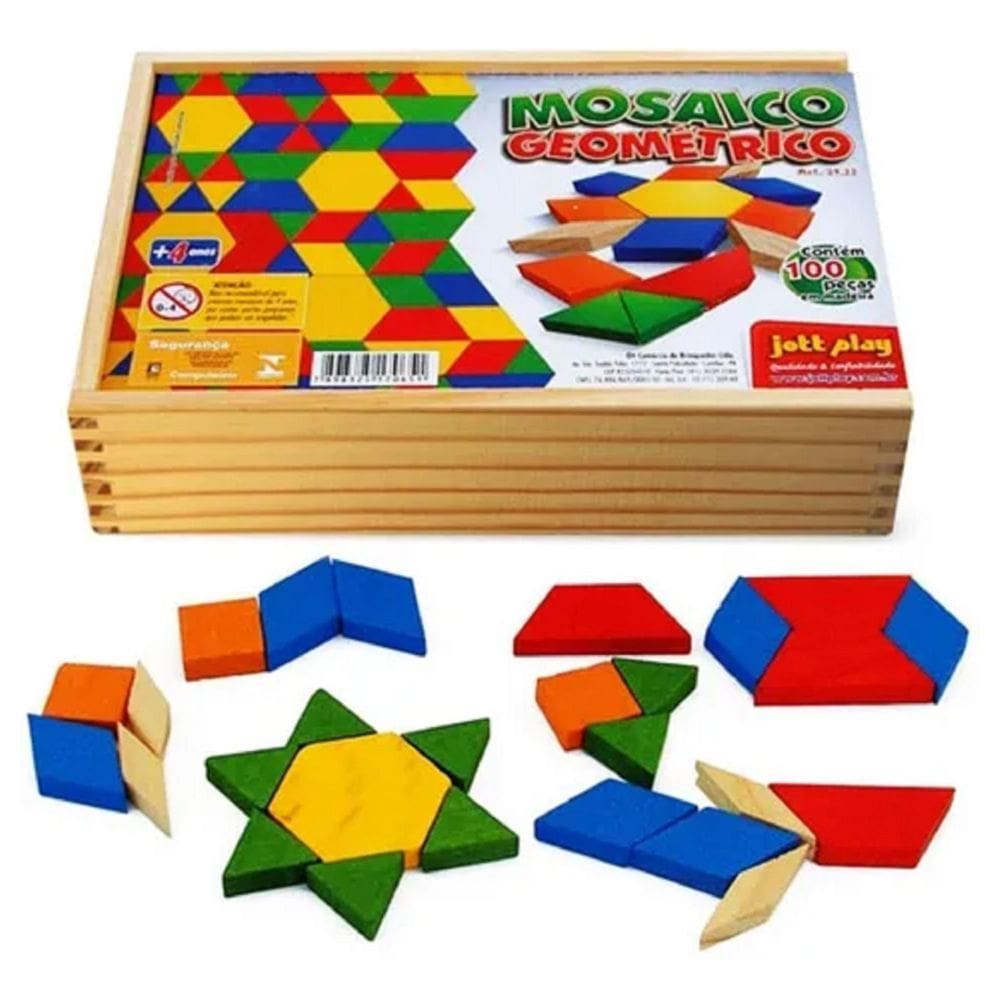 Mosaico Geométrico Peças Em Madeira Brinquedo Educativo