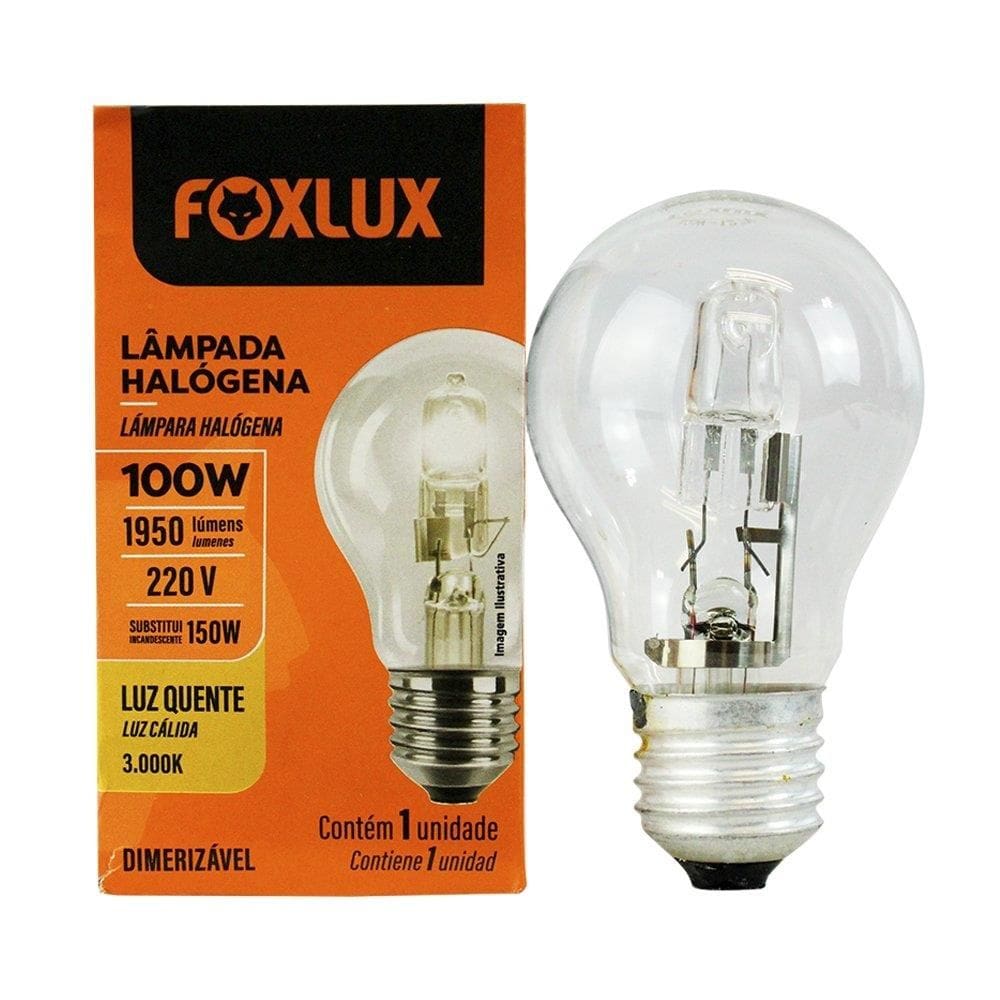 Lâmpada Halógena Foxlux Clássica 220V 100w E27 - Embalagem com 10 Unidades