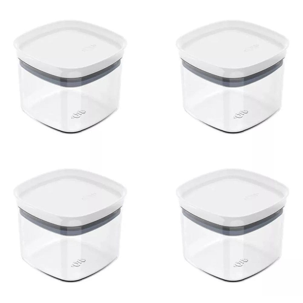 Kit 04 Potes Organizador Hermético Block 450Ml Mantimento
