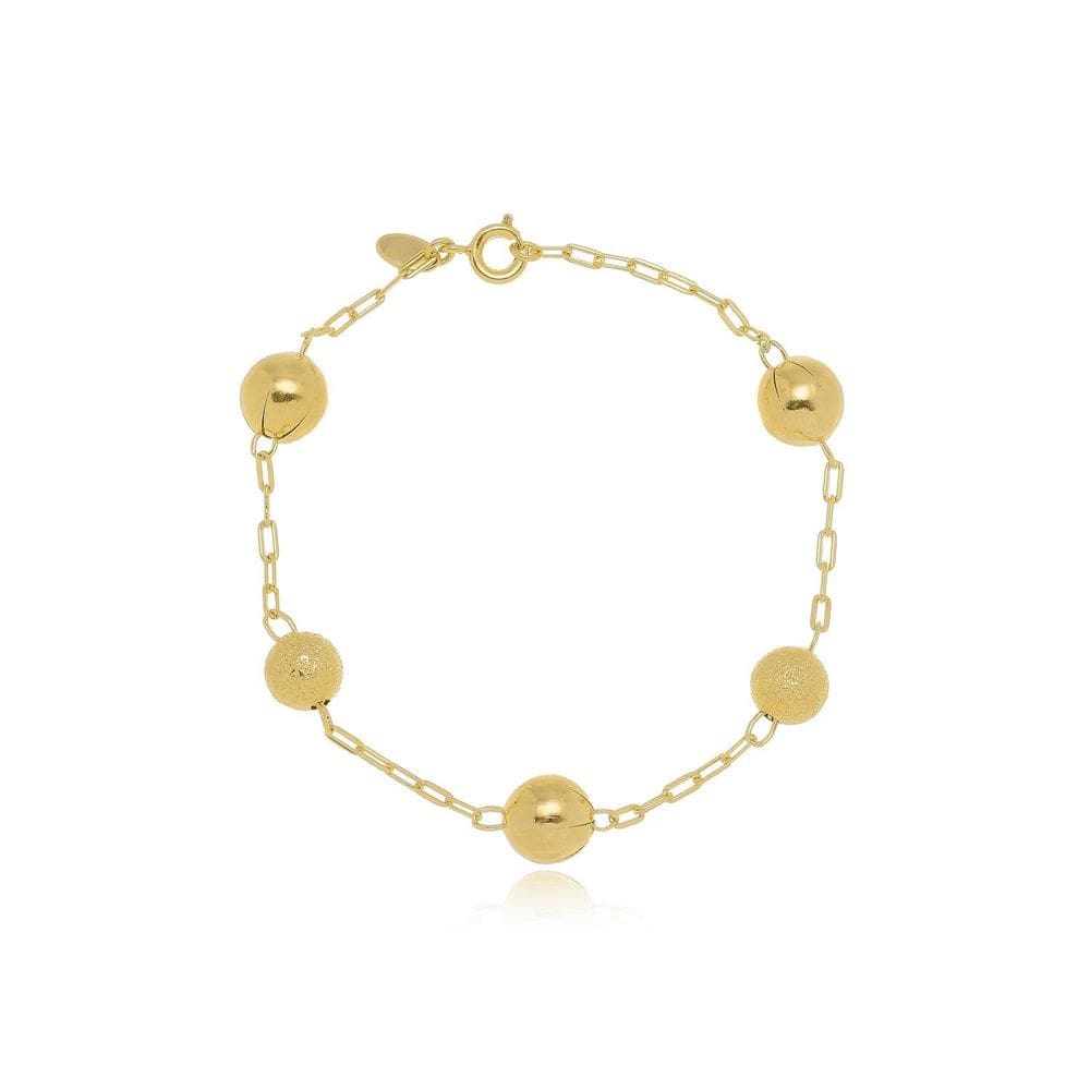 Pulseira Bola Lisa E Fosca Banhada A Ouro 18K