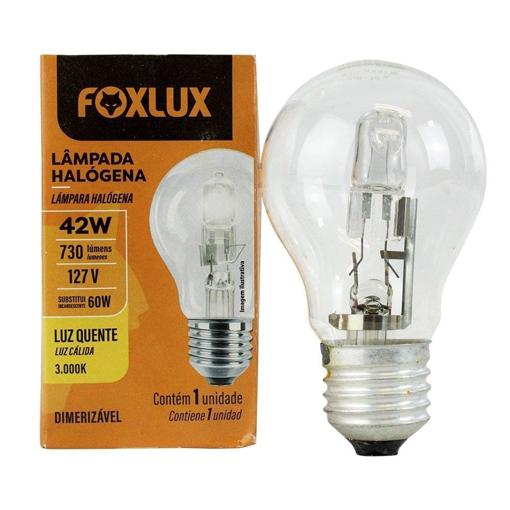 Lâmpada Halógeno Foxlux Clássica 127V 42w E27 - Embalagem com 10 Unidades