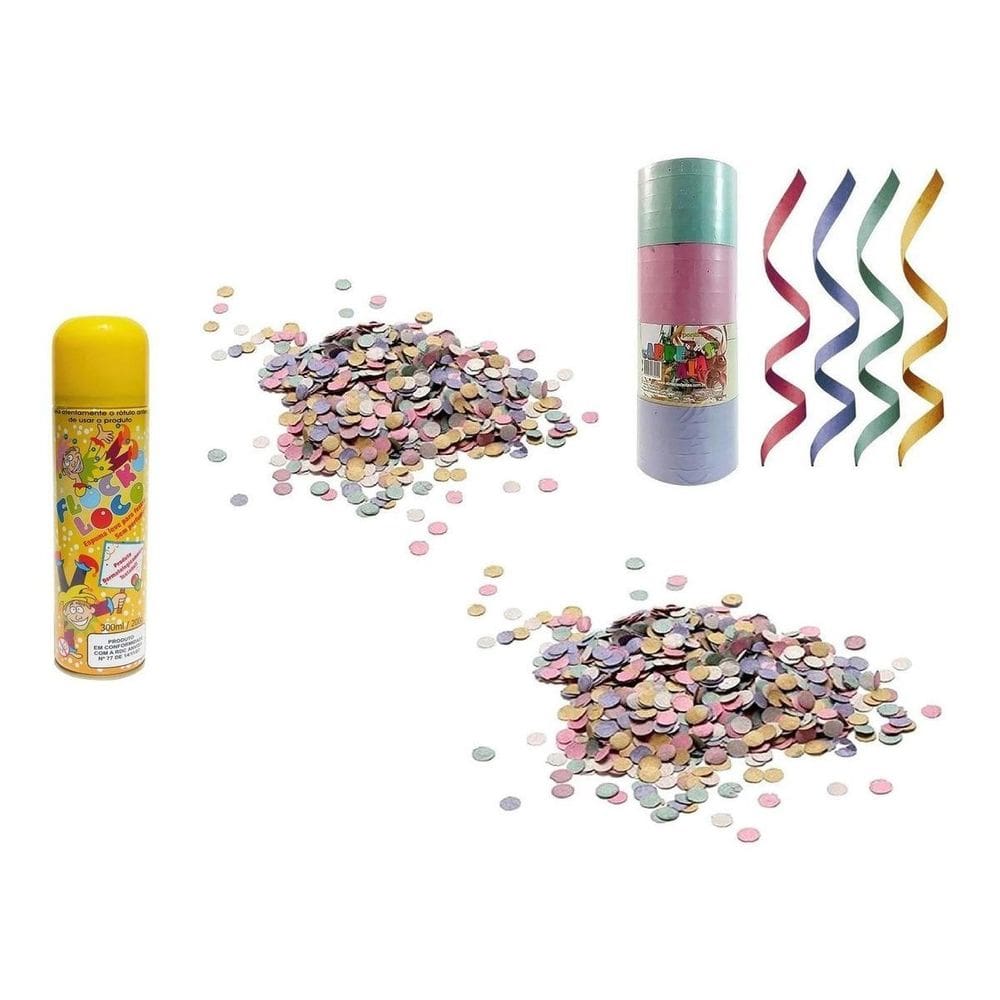 Ki Carnaval Folia 1Pc Confete 150G + 50M Serpentina+ Espuma