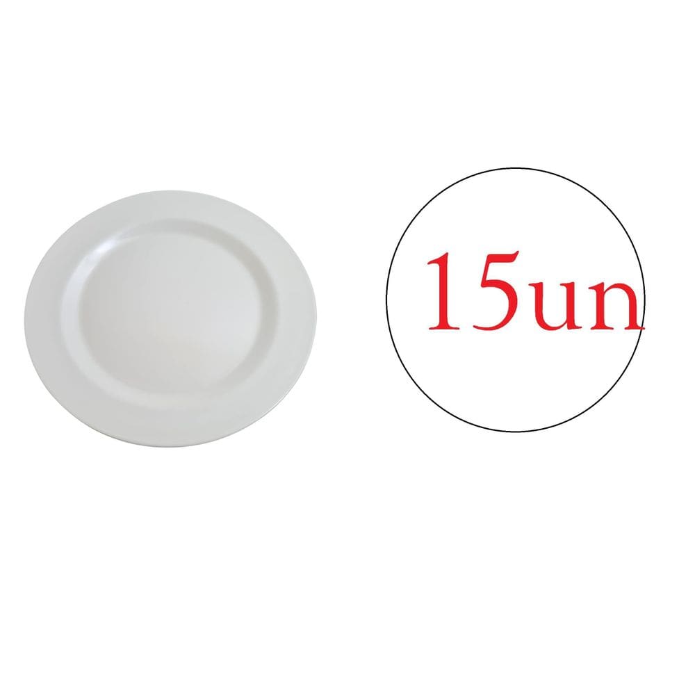 Prato Redondo De Melanina Branco Linha Luxo Festa- Kit 15Un
