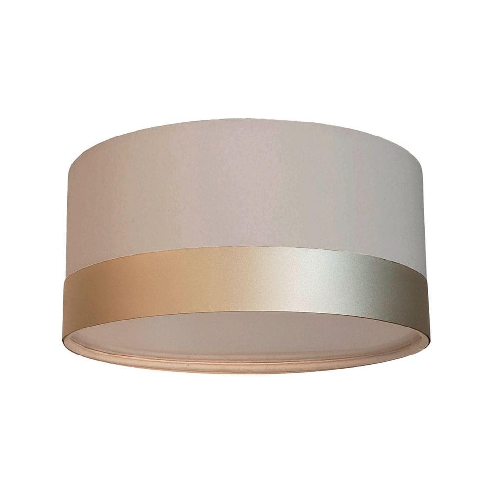 Luminária Plafon Cúpula Cinza Com Detalhe Bronze 30X15