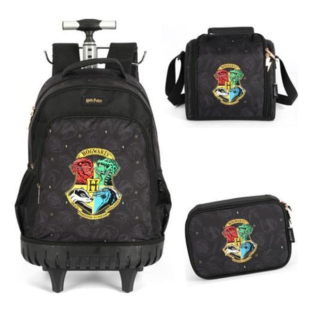 Kit Mochila Carrinho Lancheira Estojo Harry Potter