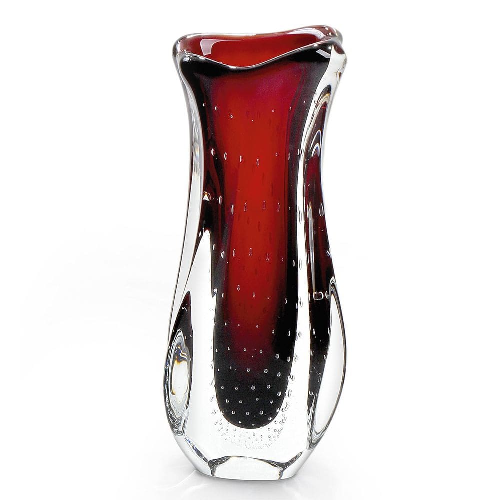 Vaso Em Cristal Murano Vermelho São Marcos 33x14x14cm
