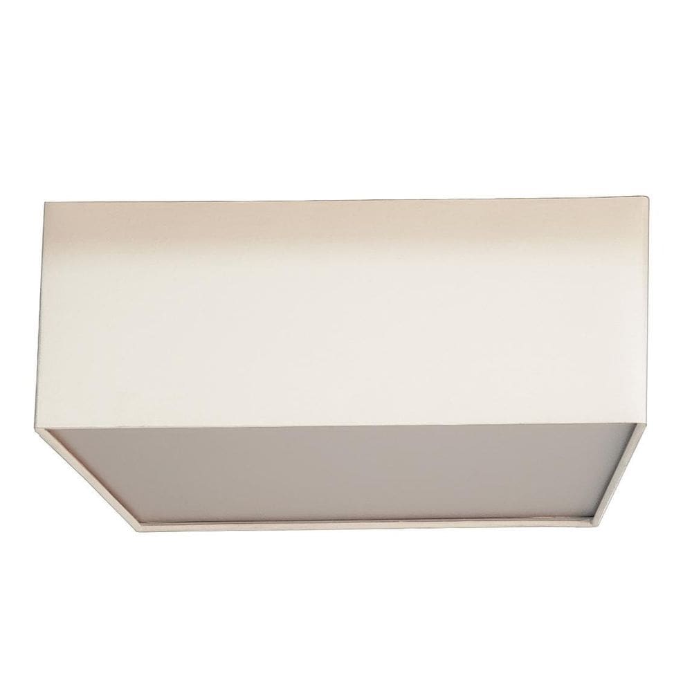 Luminária Plafon Quadrado Cúpula Em Tecido Branco 50X50X15