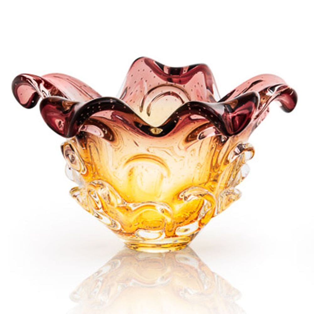 Vaso Em Cristal Murano Lilás E Âmbar  São Marcos