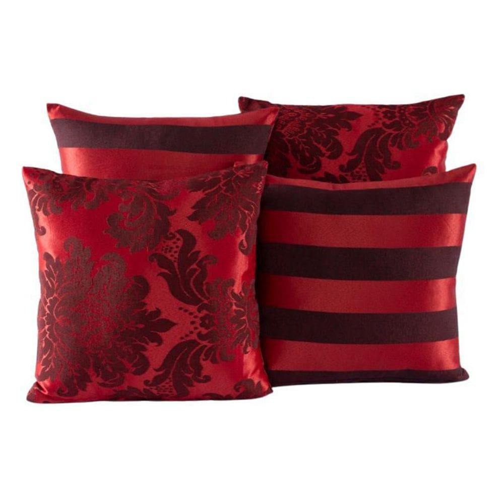 Kit 4 Almofadas Jacquard Decorativas 40X40 Vermelho - 007