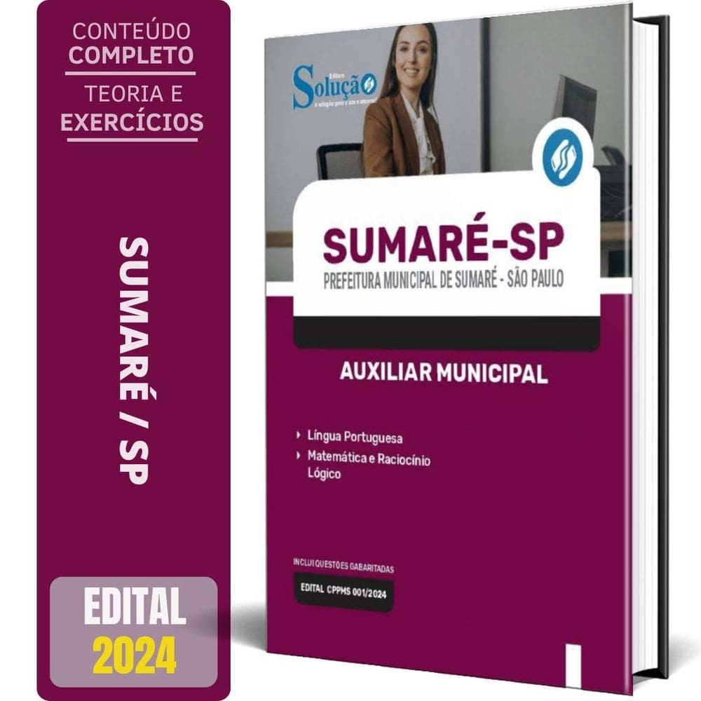 Apostila Prefeitura De Sumaré Sp 2024 - Auxiliar Municipal