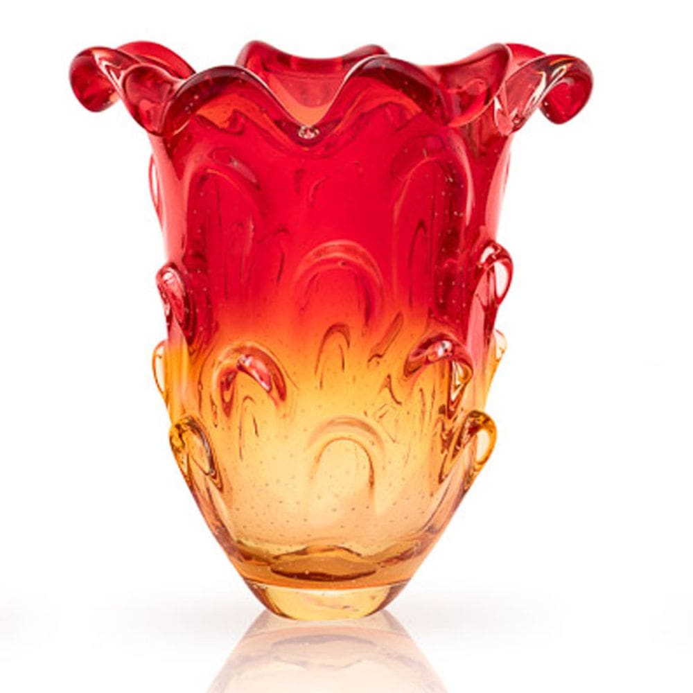 Vaso Em Cristal Murano Vermelho E Âmbar São Marcos