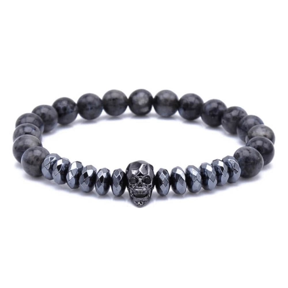 Pulseira Masculina Pedra Hematita Facetada e Labradorite