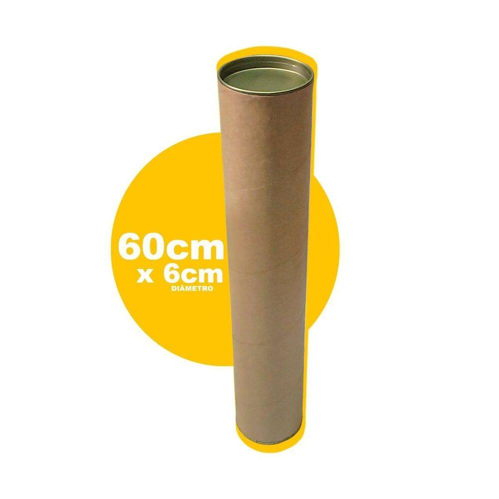 Tubo De Papelão Postal 60X6Cm Tubete Canudo Com Tampa 1 Un