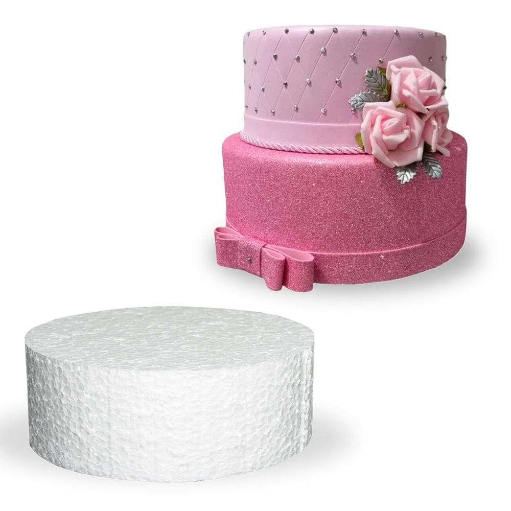 Base Isopor Redondo Decorar Bolo Fake 40X10Cm