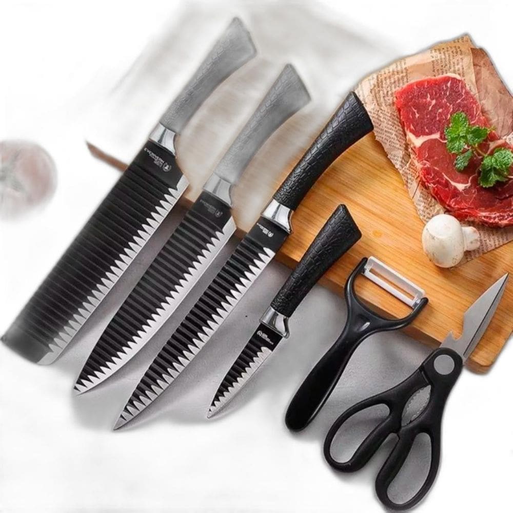 Kit 6 Peças Facas Gourmet Antiaderente Churrasco Cozinha