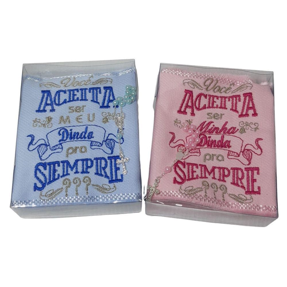 Kit 2 Toalhas Convite Padrinho e Dinda Bordadas
