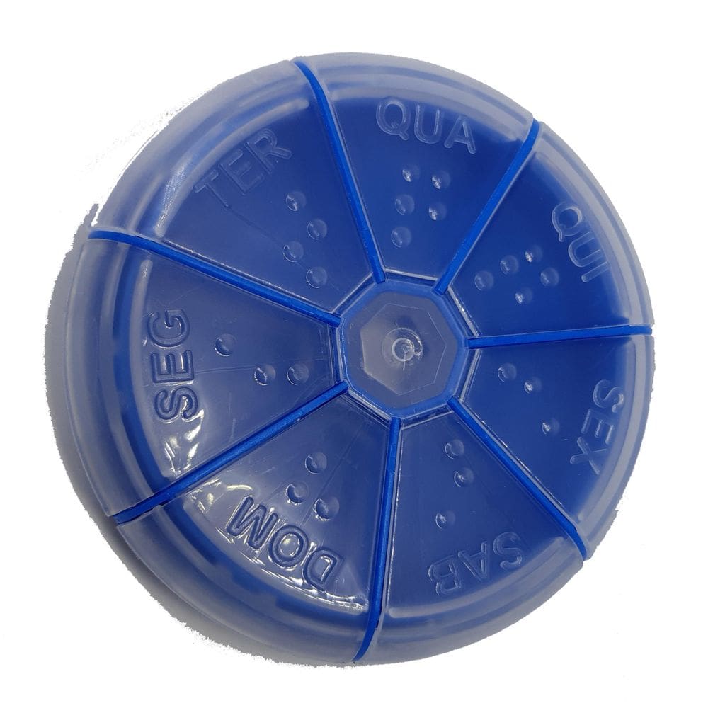 Porta Comprimido Azul Redondo