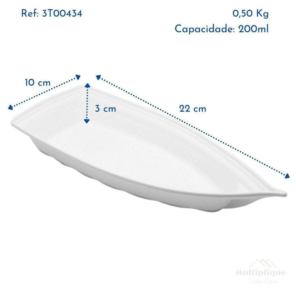 Kit 06 Barca Barco Para Açaí Sushi Sashimi Bandeja 22 Branco